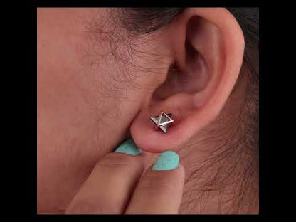 Unisex Rose Gold Studs – Black Onyx Triangle Earrings
