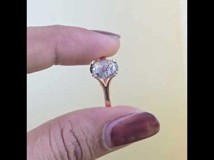 Oval Salt and Pepper Diamond Ring in 10K Gold – Unique Jewellery