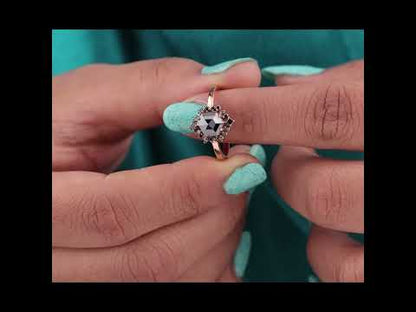 Edgy Engagement Ring – Hexagon Black Diamond in Rose Gold