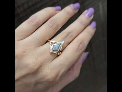 Kite Cut Diamond Ring | Geometric Gold Statement Ring | Handmade Unique Jewelry | Gift for Her