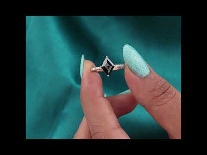 Diagonal Set Kite Black Diamond Engagement Ring – Rose Gold