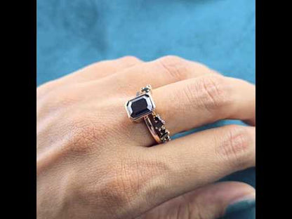 Make a Bold Promise with Our Emerald & Bauguette Black Diamond Ring