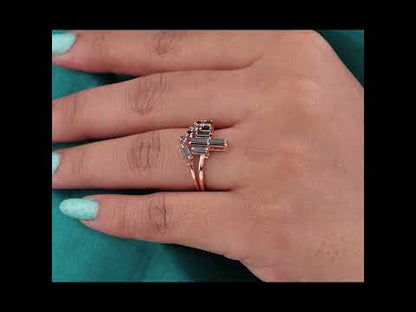 Black Diamond Ring in Rose Gold – Round & Baguette Cut