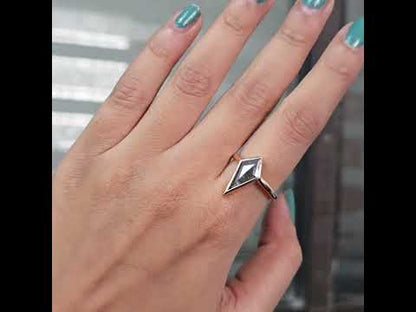 Kite Shaped Salt and Pepper Diamond Ring in 10K Rose Gold