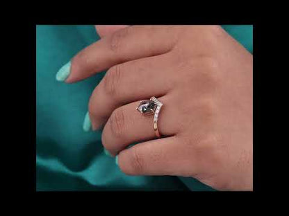 Hexagon Salt & Pepper Diamond Ring with Chevron Band