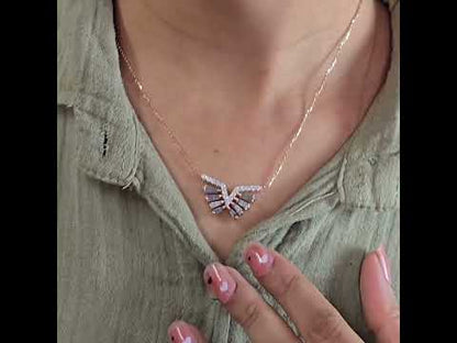 1.54CT Tapered Baguette Diamond Necklace, 0.79CT White Diamond V Pendant