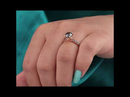 Rose Gold Black Diamond Ring – Elegant Round Cut Design