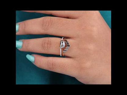 Salt & Pepper Ring Set in Rose Gold – Half-Moon & Baguette