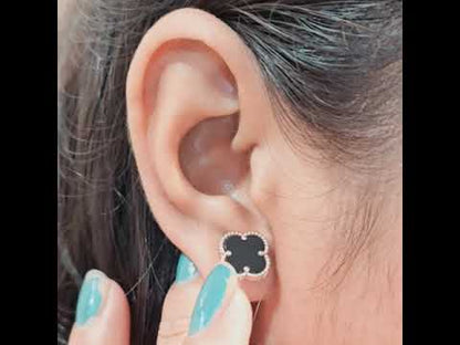 Black Onyx Clover Jewellery Set – Rose Gold Trio for Timeless Style