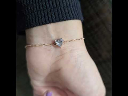 Heart Shaped Diamond Bracelet | Dainty Gold Chain Jewelry | Minimalist Everyday Bracelet | Handmade Gift for Her