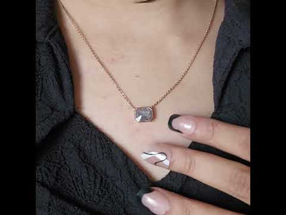 Rose Gold Emrald Diamond Necklace – Minimalist Everyday Elegance